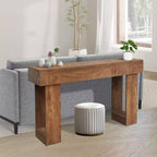 Console de ferme 63" pour entrée, table de canapé en bois pour salon, finition naturelle rustique