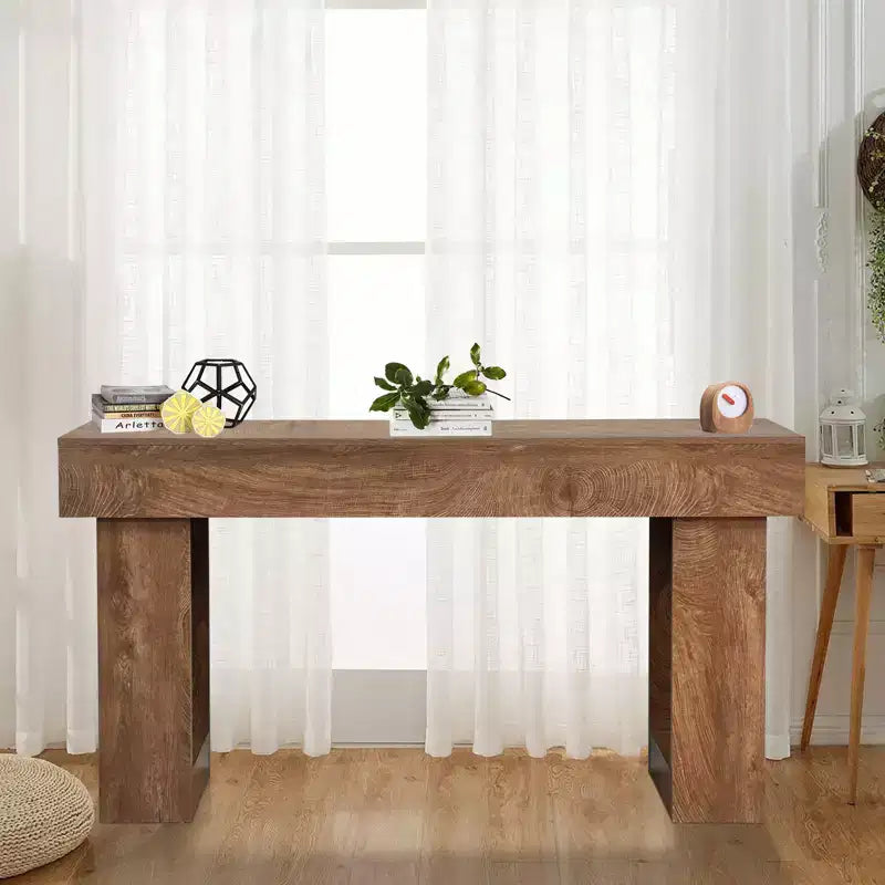 Console de ferme 63" pour entrée, table de canapé en bois pour salon, finition naturelle rustique