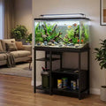 Fish Tank Stand with Power Outlets, Heavy Duty Metal and Wood Aquarium Stand with 4-Tier Open Storage Shelves and Sturdy Legs