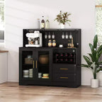 Meuble de Bar à Vin Moderne avec Lumières LED, Bar à Café avec Range-Bouteilles et Porte-Verres, Station de Charge