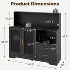 Meuble de Bar à Vin Moderne avec Lumières LED, Bar à Café avec Range-Bouteilles et Porte-Verres, Station de Charge