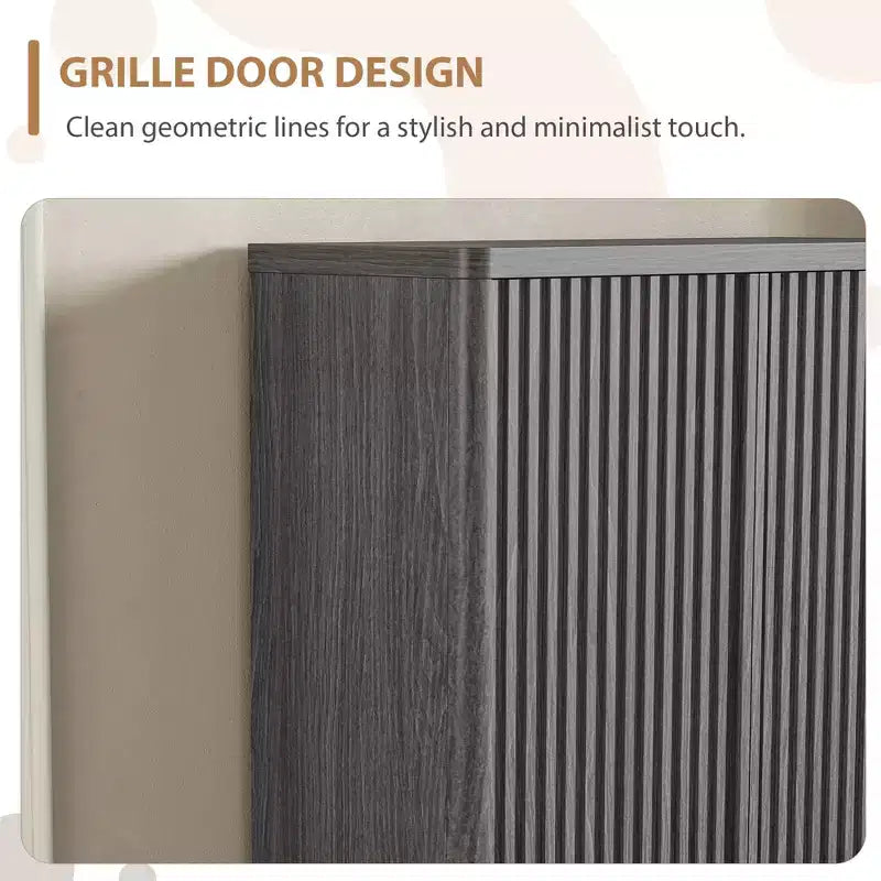 Meuble à chaussures, Banc d'entrée 105cm Cabinet Rustique avec Porte Cannelée 5 Niveaux 4 Étagères Réglables