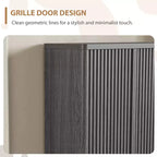 Meuble à chaussures, Banc d'entrée 105cm Cabinet Rustique avec Porte Cannelée 5 Niveaux 4 Étagères Réglables