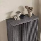 Meuble à chaussures, Banc d'entrée 105cm Cabinet Rustique avec Porte Cannelée 5 Niveaux 4 Étagères Réglables