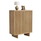 Shoe Cabinet, Entryway Bench  TROPOW 41.5Inch Rustic Cabinet with Fluted Door 5-Tier 4 Adjustable Shelves