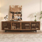 JVNOXK 78-inch Modern TV Stand with Closed Storage and Soft-Close Hinges Accommodates TVs up to 85 inches Ideal for Living Rooms Walnut