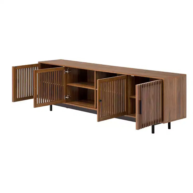 Meuble TV moderne de 78 pouces avec rangement fermé et charnières à fermeture douce