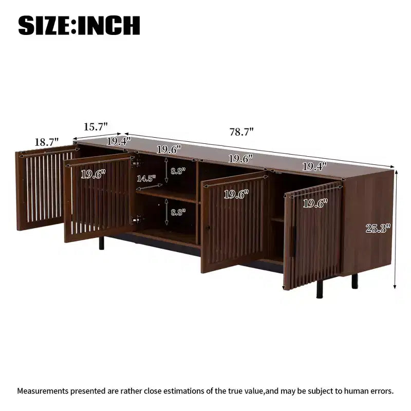 Meuble TV moderne de 78 pouces avec rangement fermé et charnières à fermeture douce