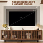 Meuble TV moderne de 78 pouces avec rangement fermé et charnières à fermeture douce