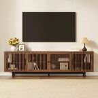 Meuble TV moderne de 78 pouces avec rangement fermé et charnières à fermeture douce