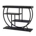 Industrial Farmhouse Console Table for Entryway - 39 Narrow Half-Circle Metal Frame, 3-Tier Storage Shelves - Living Room & Hallway Furniture Set