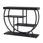 Industrial Farmhouse Console Table for Entryway - 39 Narrow Half-Circle Metal Frame, 3-Tier Storage Shelves - Living Room & Hallway Furniture Set