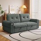 Canapé convertible moderne en chenille 77, canapé-lit escamotable avec port de chargement USB et porte-gobelet, dossier réglable, poches latérales, vert