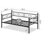 Cadre de lit de repos en métal une place avec espace de rangement et design classique