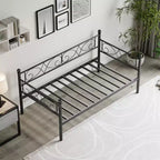 Cadre de lit de repos en métal une place avec espace de rangement et design classique