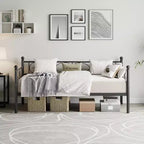 Cadre de lit de repos en métal une place avec espace de rangement et design classique