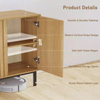 Bahut de buffet cannelé moderne avec étagère réglable, console de rangement en bois, pour salle à manger, salon, entrée, naturel