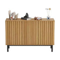 Acekool Modern Fluted Sideboard Buffet Cabinet with Adjustable Shelf, Wood Storage Console, for Dining Room Living Room Entryway, Natural
