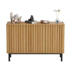 Acekool Modern Fluted Sideboard Buffet Cabinet with Adjustable Shelf, Wood Storage Console, for Dining Room Living Room Entryway, Natural