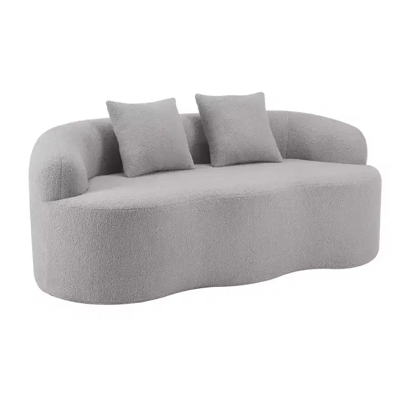 Clihome No-Assembly Curved Loveseat, with Round Armrests & 2 Free Pillows