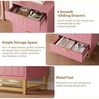 Commode moderne à 4 tiroirs avec pieds en métal, grand meuble de rangement pour chambre et salon, élégante armoire de rangement en bois pour vêtements