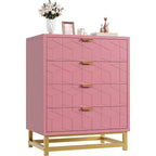 Commode moderne à 4 tiroirs avec pieds en métal, grand meuble de rangement pour chambre et salon, élégante armoire de rangement en bois pour vêtements
