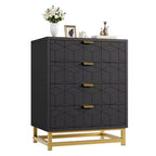 Commode moderne à 4 tiroirs avec pieds en métal, grand meuble de rangement pour chambre et salon, élégante armoire de rangement en bois pour vêtements