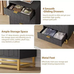 Commode moderne à 4 tiroirs avec pieds en métal, grand meuble de rangement pour chambre et salon, élégante armoire de rangement en bois pour vêtements