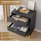 Commode moderne à 4 tiroirs avec pieds en métal, grand meuble de rangement pour chambre et salon, élégante armoire de rangement en bois pour vêtements