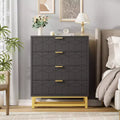 Modern 4-Drawer Dresser with Metal Legs, Wide Storage Chest Organizer for Bedroom & Living Room, Stylish Wooden Storage Cabinet for Clothes