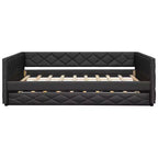 Cadre de lit de repos en similicuir taille XL avec lit gigogne, lit de repos rembourré avec accoudoirs, canapé-lit pour chambre à coucher et salon.
