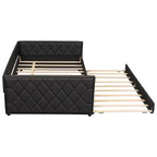 Cadre de lit de repos en similicuir taille XL avec lit gigogne, lit de repos rembourré avec accoudoirs, canapé-lit pour chambre à coucher et salon.