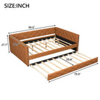 Cadre de lit de repos en similicuir taille XL avec lit gigogne, lit de repos rembourré avec accoudoirs, canapé-lit pour chambre à coucher et salon.