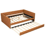 Cadre de lit de repos en similicuir taille XL avec lit gigogne, lit de repos rembourré avec accoudoirs, canapé-lit pour chambre à coucher et salon.