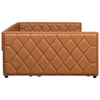 Cadre de lit de repos en similicuir taille XL avec lit gigogne, lit de repos rembourré avec accoudoirs, canapé-lit pour chambre à coucher et salon.