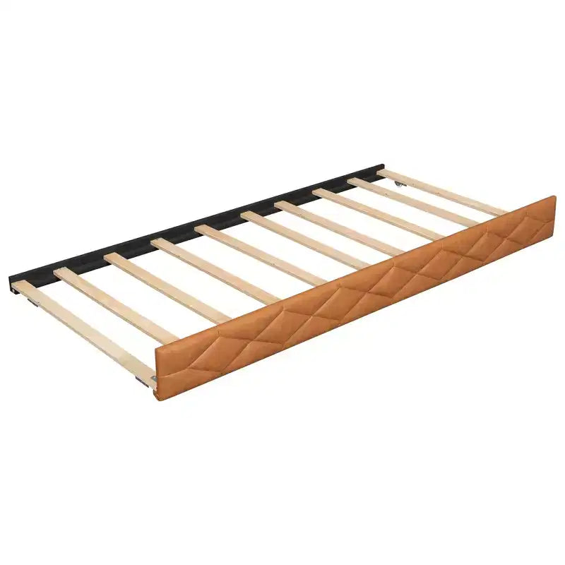 Cadre de lit de repos en similicuir taille XL avec lit gigogne, lit de repos rembourré avec accoudoirs, canapé-lit pour chambre à coucher et salon.