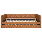 Cadre de lit de repos en similicuir taille XL avec lit gigogne, lit de repos rembourré avec accoudoirs, canapé-lit pour chambre à coucher et salon.