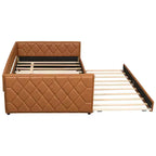 Cadre de lit de repos en similicuir taille XL avec lit gigogne, lit de repos rembourré avec accoudoirs, canapé-lit pour chambre à coucher et salon.