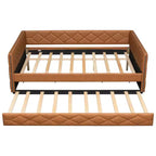 Cadre de lit de repos en similicuir taille XL avec lit gigogne, lit de repos rembourré avec accoudoirs, canapé-lit pour chambre à coucher et salon.