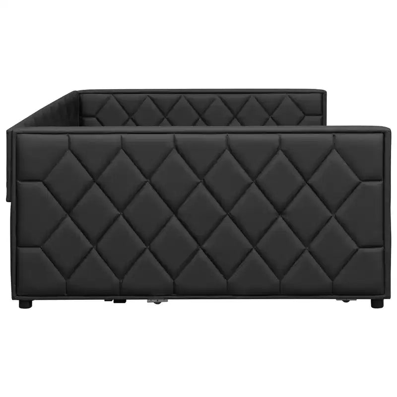 Cadre de lit de repos en similicuir taille XL avec lit gigogne, lit de repos rembourré avec accoudoirs, canapé-lit pour chambre à coucher et salon.