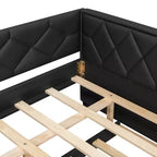 Cadre de lit de repos en similicuir taille XL avec lit gigogne, lit de repos rembourré avec accoudoirs, canapé-lit pour chambre à coucher et salon.