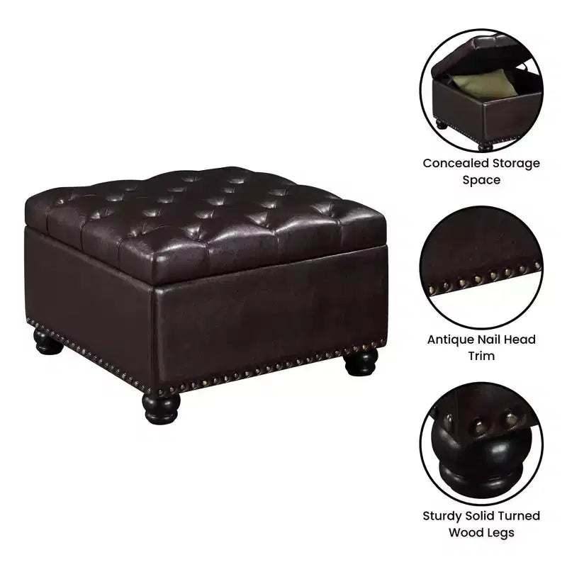 Table basse Empire Ottoman avec rangement dissimulé Espresso