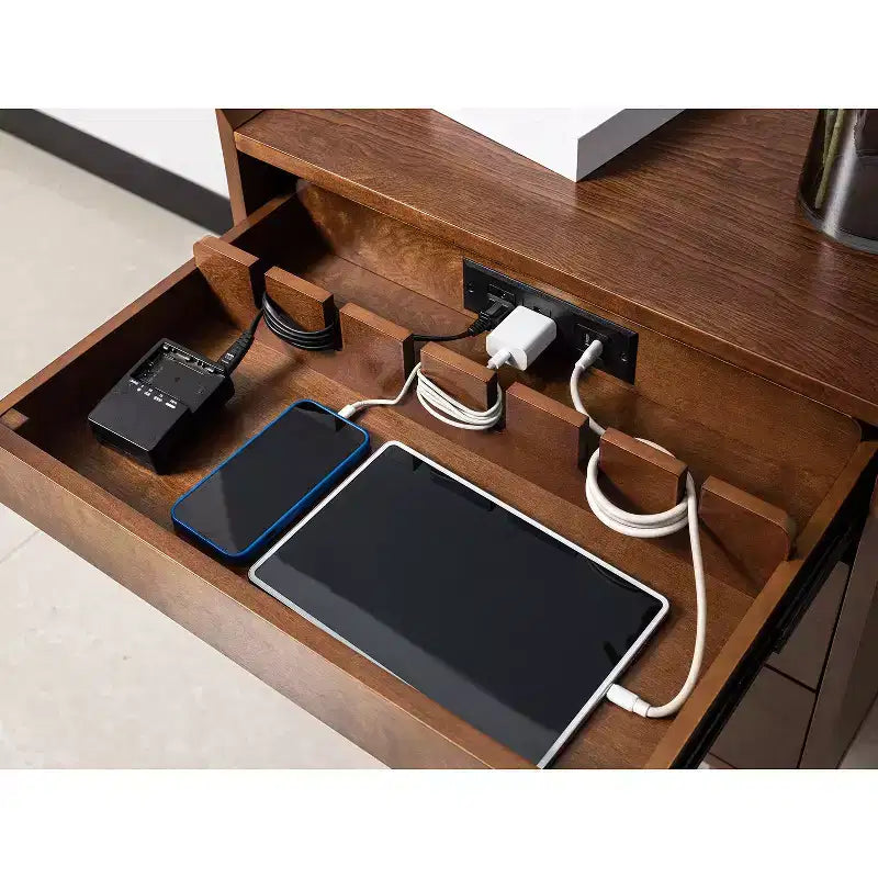 Table de chevet Janet à 3 tiroirs avec station de charge (paquet de 2)