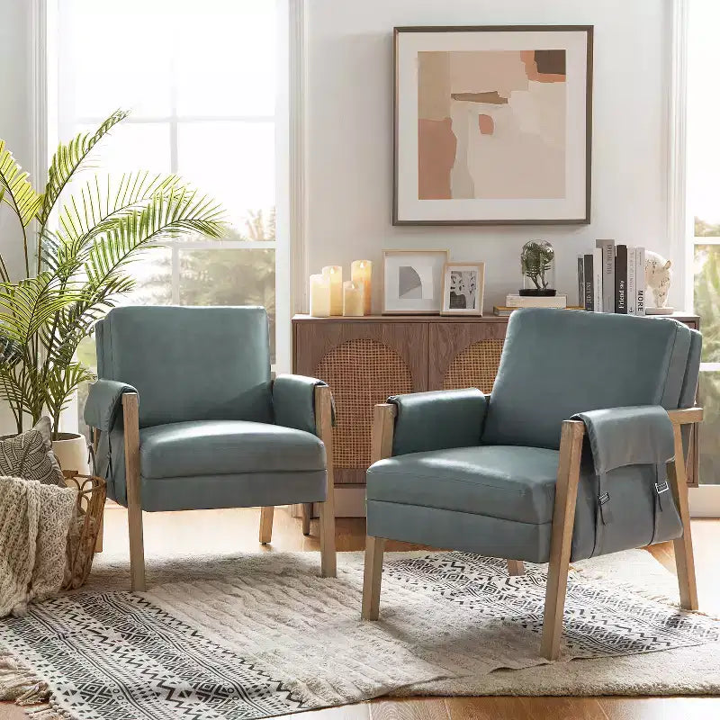 Fauteuil Kelly du milieu du siècle à finition vieillie (lot de 2)