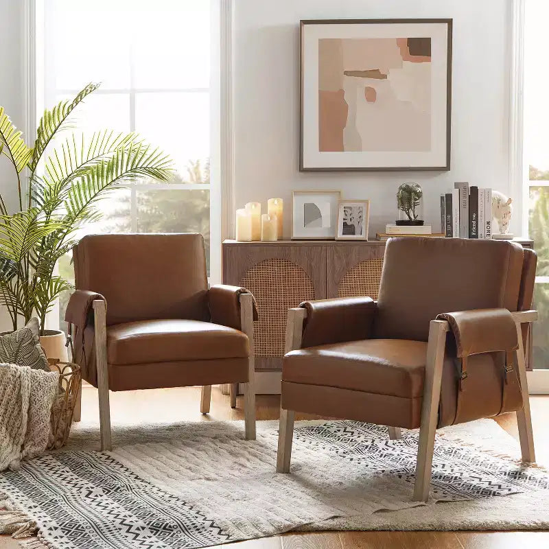 Fauteuil Kelly du milieu du siècle à finition vieillie (lot de 2)