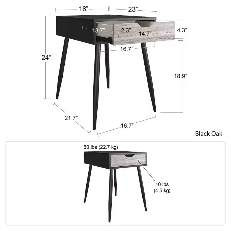 Table d'appoint Grafton, chêne noir