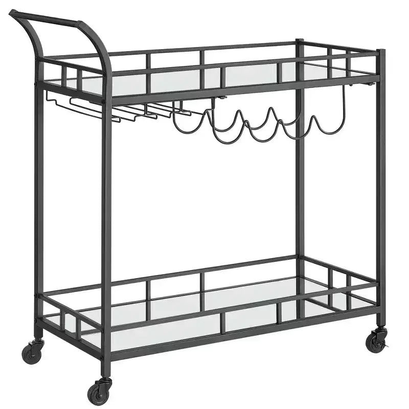 Chariot de bar, Desserte de bar, Chariot à vin, Rangement pour bouteilles, pour Cuisine, Salle à manger, Or, Noir, Argent, Or rose