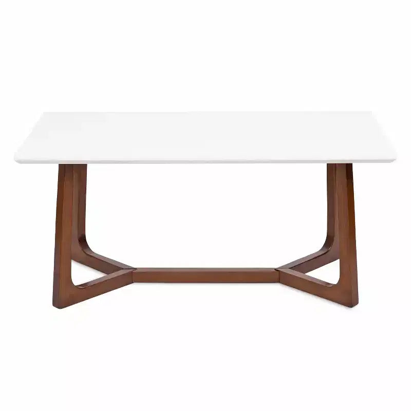 Table basse en bois Olivant, 44x22x20, Blanc et Noyer