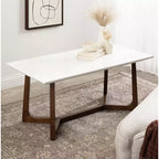 Table basse en bois Olivant, 44x22x20, Blanc et Noyer