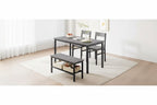 Garvee Table Set for 4, Kitchen Table with 2 Chairs and a Bench, 4-Person Dining Room Table Set for Apartment, Kitchen, Small Space, Gray